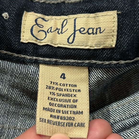 EARL JEAN Women’s Embroidered Rhinestone Boot Cut Denim Jeans - dark wash size 4 - Picture 7 of 7